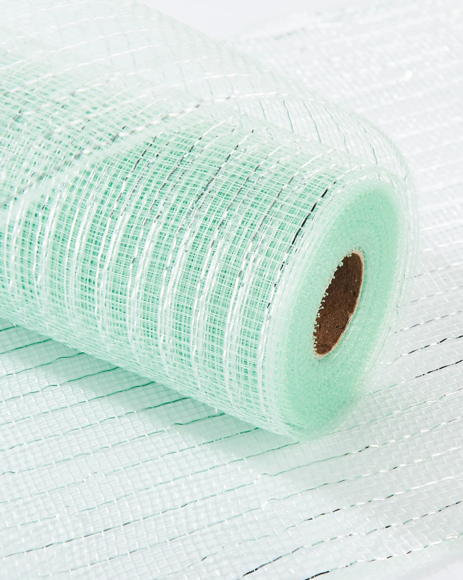 WeRChristmas Deco Mesh^Mint Green Mesh With Silver Foil, 9 M