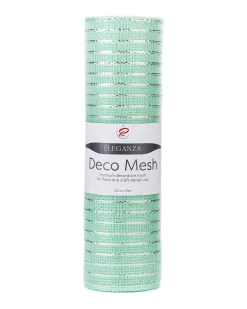 WeRChristmas Deco Mesh^Mint Green Mesh With Silver Foil, 9 M