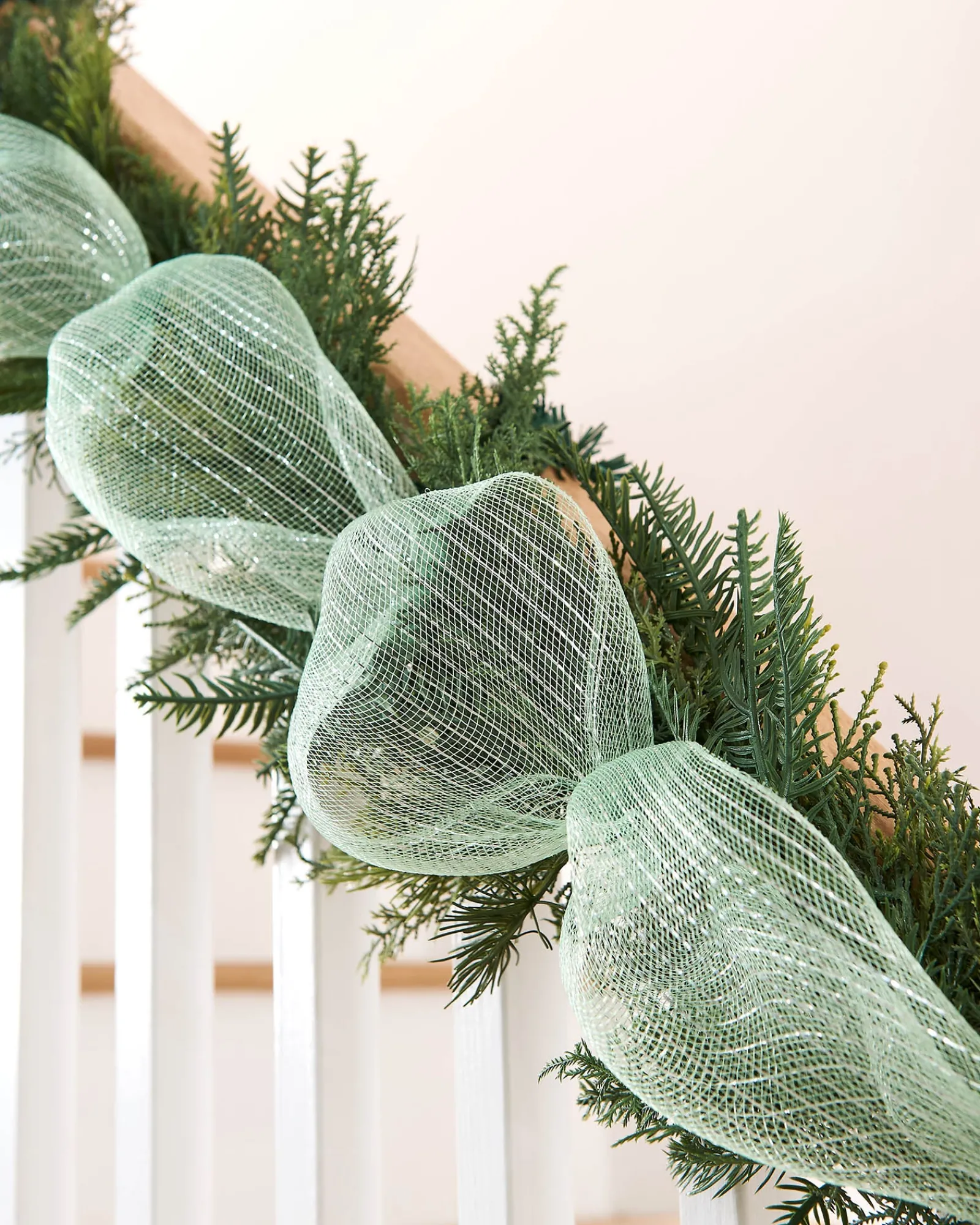 WeRChristmas Deco Mesh^Mint Green Mesh With Silver Foil, 9 M