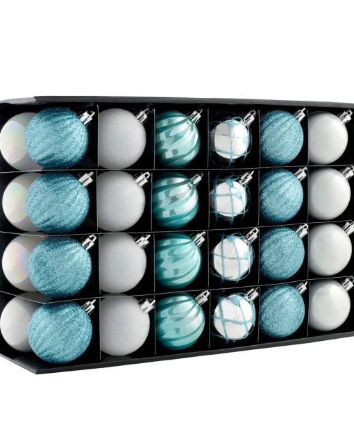WeRChristmas Shatterproof Baubles^Multi Blue Shatterproof Baubles, 48 Pack, 6 Cm