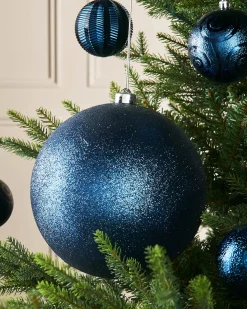 WeRChristmas Oversized Baubles|Shatterproof Baubles^Navy Blue Large Glitter Shatterproof Bauble, 20 Cm