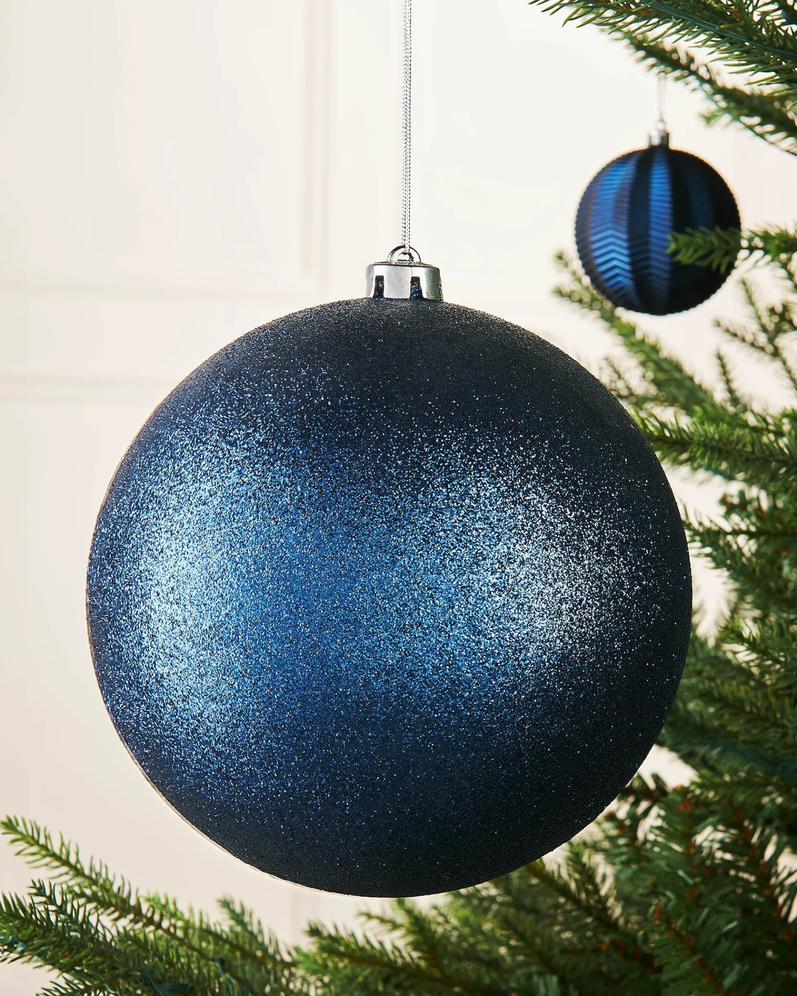 WeRChristmas Oversized Baubles|Shatterproof Baubles^Navy Blue Large Glitter Shatterproof Bauble, 20 Cm