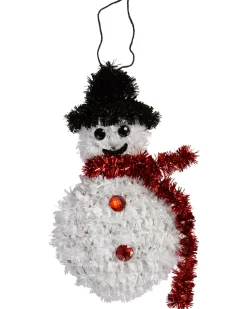 WeRChristmas Figurines^Pack Of 3 Hanging Tinsel Snowman Decorations, 16 Cm
