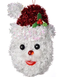 WeRChristmas Figurines^Pack Of 3 Hanging Tinsel Snowman Decorations, 16 Cm