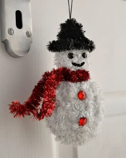 WeRChristmas Figurines^Pack Of 3 Hanging Tinsel Snowman Decorations, 16 Cm