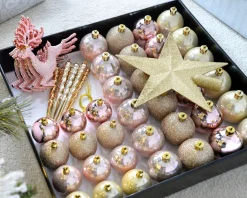 WeRChristmas Shatterproof Baubles^Pink/Champagne Shatterproof Baubles Set, 50 Pack