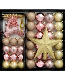 WeRChristmas Shatterproof Baubles^Pink/Champagne Shatterproof Baubles Set, 50 Pack