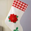 WeRChristmas Novelty^Poinsettia Embroidered Stocking, Red/White, 48 Cm