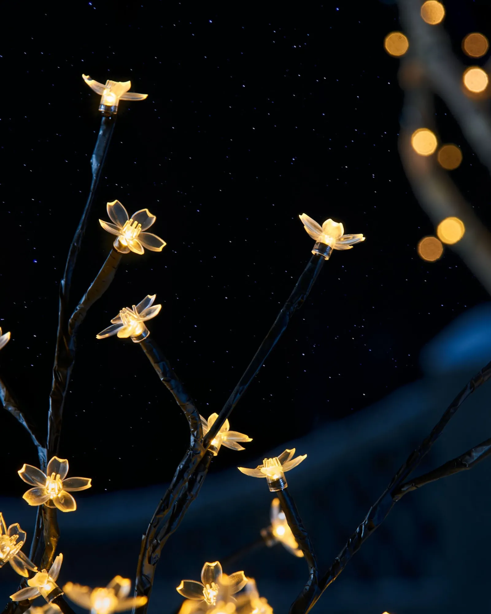 WeRChristmas Tree Silhouettes^Pre-Lit 200 LED Cherry Blossom Twig Tree, White, 5 Ft
