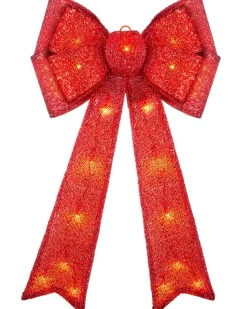 WeRChristmas Tree Toppers^Pre-Lit Bow Tree Topper, Red, 60 Cm