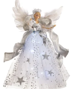 WeRChristmas Tree Toppers^Pre-Lit Christmas Angel Tree Topper, White, 43 Cm