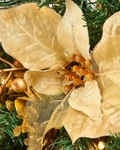 WeRChristmas Decorated Garlands|Pre Lit Garlands^Pre-Lit Decorated Arch Garland With 20 Warm White LEDs, Copper/Gold, 3 Ft