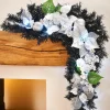 WeRChristmas Decorated Garlands|Pre Lit Garlands^Pre-Lit Decorated Garland Arch, Black/Silver, 3 Ft
