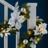 WeRChristmas Decorated Garlands|Pre Lit Garlands^Pre-Lit Decorated Garland, Silver/White, 9 Ft