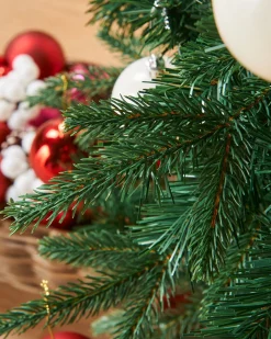 WeRChristmas Budget Christmas Trees|Pre Lit Christmas Trees^Pre-Lit Decorated Pop-Up Christmas Tree, Red & White, 6 Ft