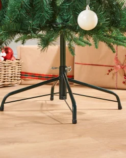 WeRChristmas Budget Christmas Trees|Pre Lit Christmas Trees^Pre-Lit Decorated Pop-Up Christmas Tree, Red & White, 6 Ft