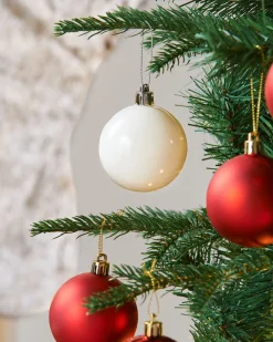 WeRChristmas Budget Christmas Trees|Pre Lit Christmas Trees^Pre-Lit Decorated Pop-Up Christmas Tree, Red & White, 6 Ft