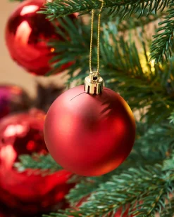 WeRChristmas Budget Christmas Trees|Pre Lit Christmas Trees^Pre-Lit Decorated Pop-Up Christmas Tree, Red & White, 6 Ft