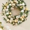 WeRChristmas Pre Lit Wreaths^Pre-Lit Decorated Wreath, Silver/Champagne/Gold, 76 Cm