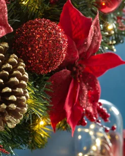 WeRChristmas Decorated Wreaths|Pre Lit Wreaths^Pre-Lit Extra Thick Decorated Wreath, Red/Gold, 76 Cm