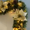 WeRChristmas Decorated Garlands|Pre Lit Garlands^Pre-Lit Extra Thick Garland, Static, Cream/Gold, 9 Ft