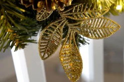WeRChristmas Decorated Garlands|Pre Lit Garlands^Pre-Lit Extra Thick Garland, Cream/Gold, 9 Ft