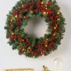 WeRChristmas Decorated Wreaths|Pre Lit Wreaths^Pre-Lit Extra Thick Wreath, Pinecones & Berries, 76 Cm