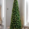 WeRChristmas Fibre Optic Christmas Trees|Pre Lit Christmas Trees^Pre-Lit Fibre Optic Pencil Christmas Tree With Warm White LED Stars, 5 Ft