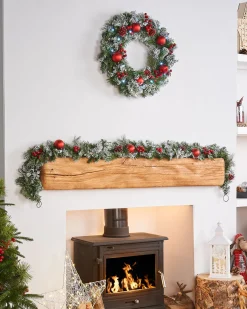 WeRChristmas Decorated Wreaths|Pre Lit Wreaths^Pre-Lit Frosted Decorated Wreath, 60 Cm