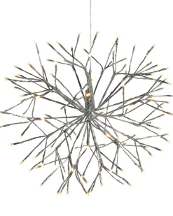 WeRChristmas Festive Star, Snowflake & Sign Lights^Pre-Lit Hanging Silver Branch Ball With Warm White LEDs, 50 Cm