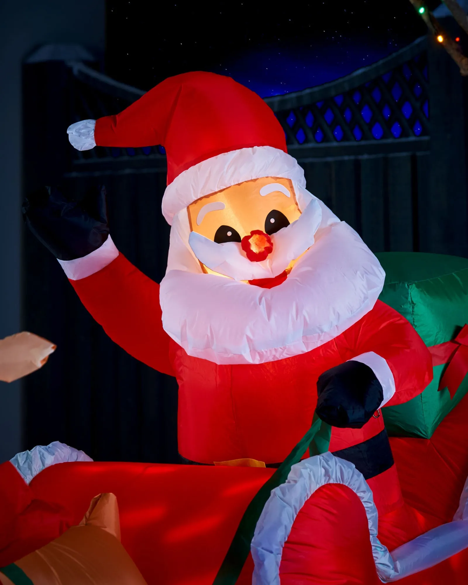 WeRChristmas Inflatables^Pre-Lit Inflatable Animated Santa With Sleigh, 6 Ft