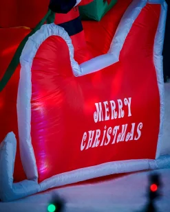 WeRChristmas Inflatables^Pre-Lit Inflatable Animated Santa With Sleigh, 6 Ft