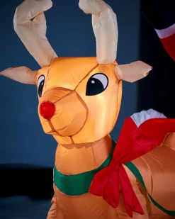 WeRChristmas Inflatables^Pre-Lit Inflatable Animated Santa With Sleigh, 6 Ft
