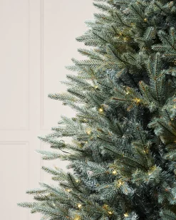 WeRChristmas Pre Lit Christmas Trees^Pre-Lit Mixed Pine Blue Christmas Tree, Dual LED Warm White, 7 Ft