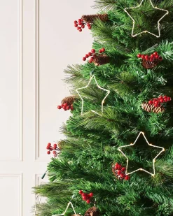 WeRChristmas Budget Christmas Trees|Fibre Optic Christmas Trees^Pre-Lit Mixed Pine Fibre Optic Christmas Tree With LED Stars, 6 Ft