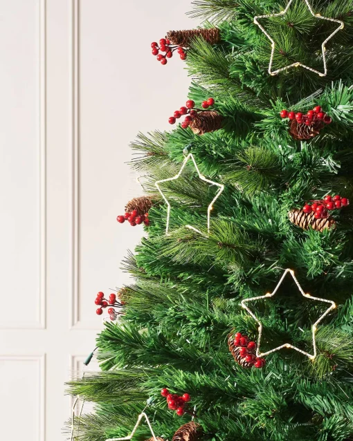 WeRChristmas Budget Christmas Trees|Fibre Optic Christmas Trees^Pre-Lit Mixed Pine Fibre Optic Christmas Tree With LED Stars, 6 Ft