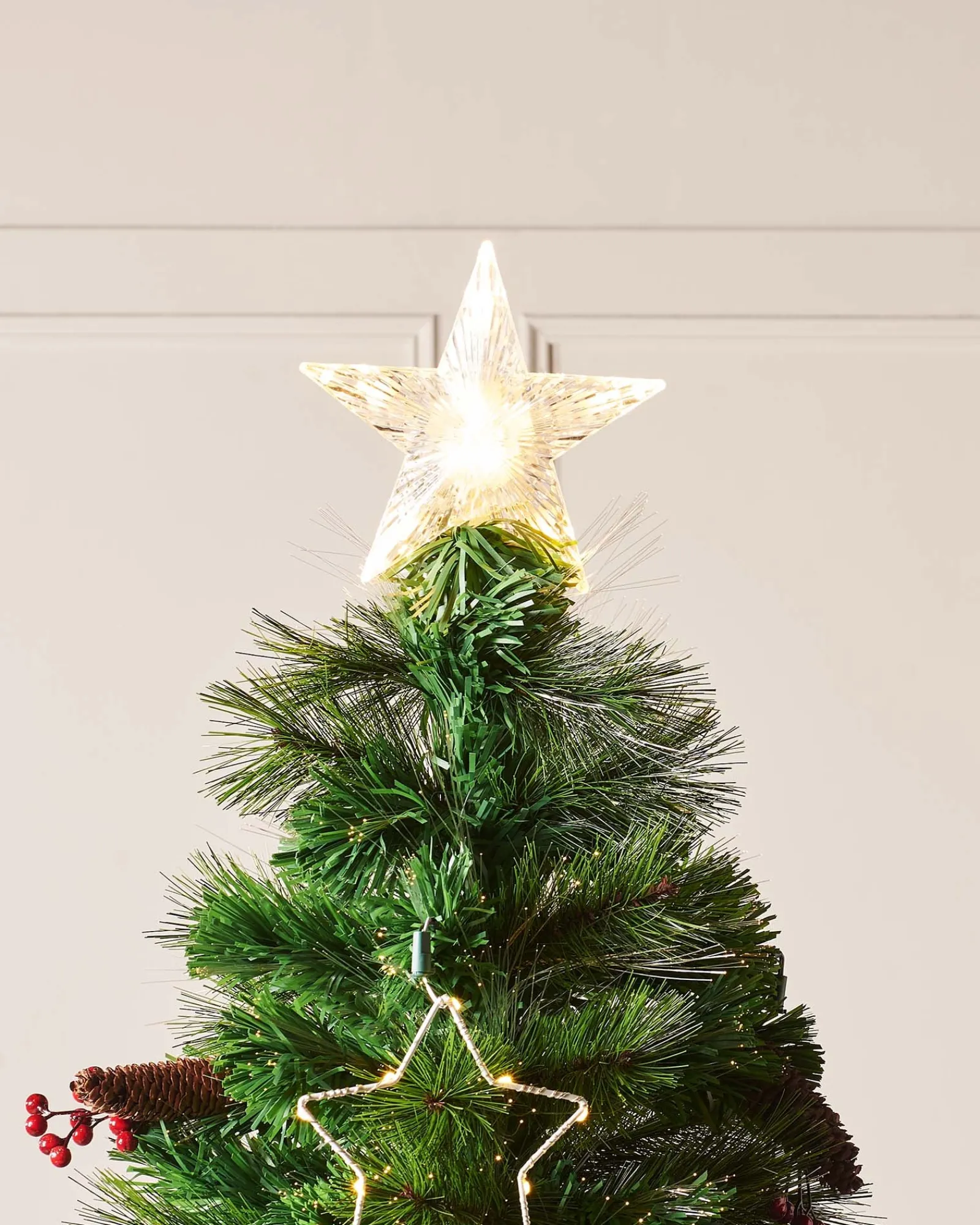 WeRChristmas Budget Christmas Trees|Fibre Optic Christmas Trees^Pre-Lit Mixed Pine Fibre Optic Christmas Tree With LED Stars, 6 Ft