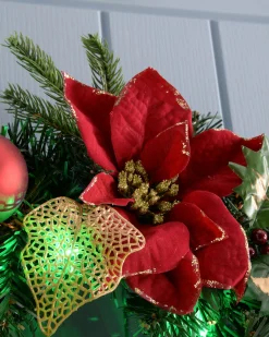 WeRChristmas Decorated Wreaths|Pre Lit Wreaths^Pre-Lit Multi-Coloured Decorated Wreath, Red/Gold, 60 Cm