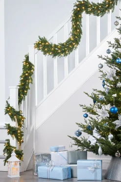 WeRChristmas Plain Garlands|Pre Lit Garlands^Pre-Lit Multi-Function Douglas Fir Garland, 9 Ft