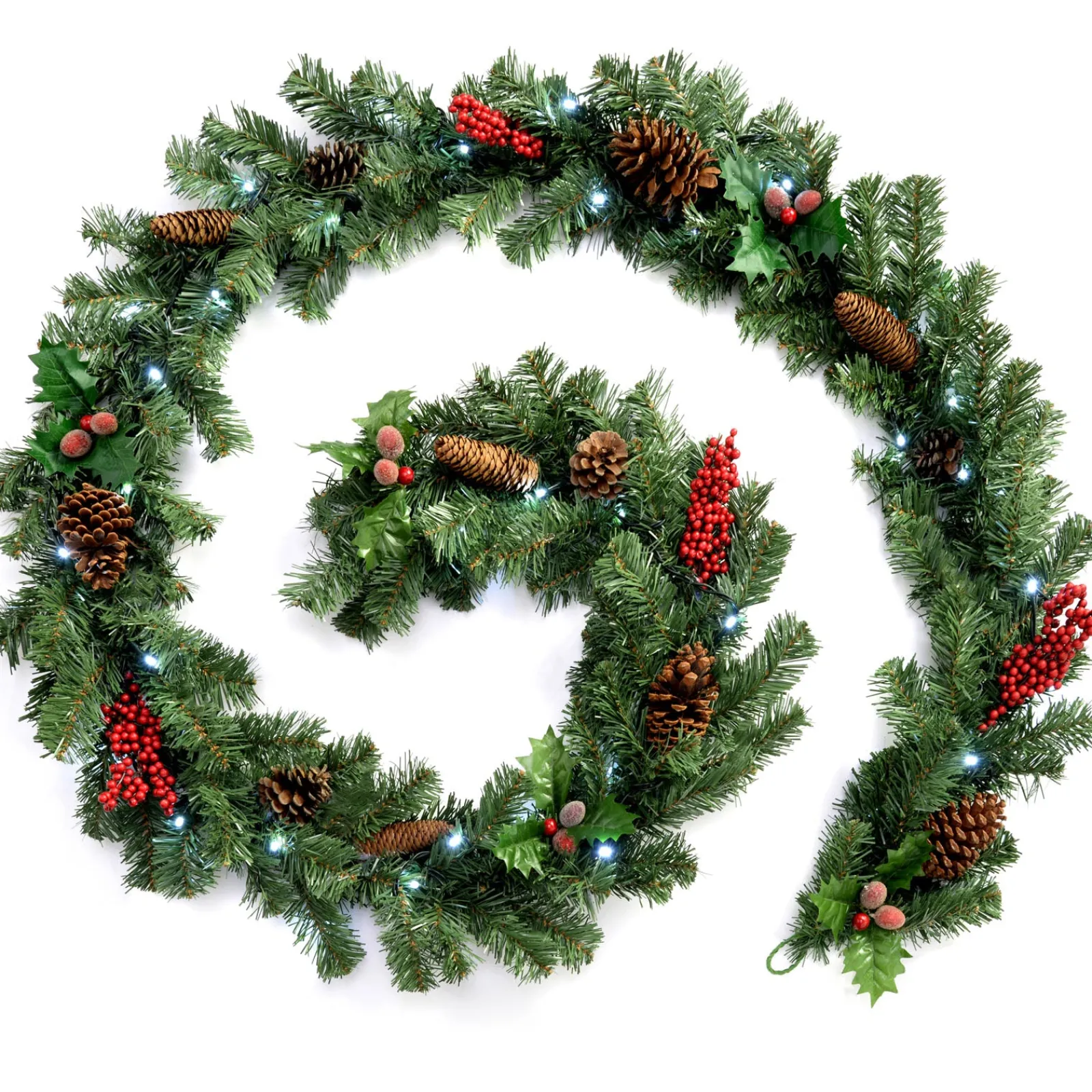 WeRChristmas Decorated Garlands|Pre Lit Garlands^Pre-Lit Natural Decorated Garland, Pinecones & Berries, 9 Ft