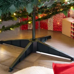 WeRChristmas Budget Christmas Trees|Pre Lit Christmas Trees^Pre-Lit Pop-Up Decorated Christmas Tree, Red/Gold, 6 Ft