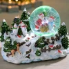 WeRChristmas Table Decorations^Pre-Lit Santa & Snowman Snow Globe, 20 Cm