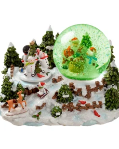 WeRChristmas Table Decorations^Pre-Lit Santa & Snowman Snow Globe, 20 Cm
