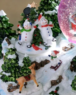WeRChristmas Table Decorations^Pre-Lit Santa & Snowman Snow Globe, 20 Cm