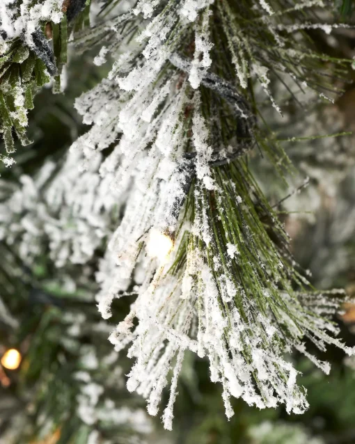 WeRChristmas Premium Christmas Trees|Snow Flocked Christmas Trees^Pre-Lit Slim Snow Flocked Spruce Christmas Tree, 10 Ft