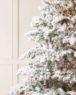 WeRChristmas Snow Flocked Christmas Trees|Pre Lit Christmas Trees^Pre-Lit Snow Flocked Alpine Christmas Tree, 7 Ft