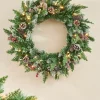 WeRChristmas Decorated Wreaths|Pre Lit Wreaths^Pre-Lit Snow Flocked Mixed Tip Wreath, 60 Cm