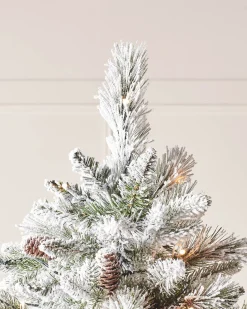 WeRChristmas Snow Flocked Christmas Trees|Pre Lit Christmas Trees^Pre-Lit Snow Flocked Mixed Pine Christmas Tree, 7 Ft