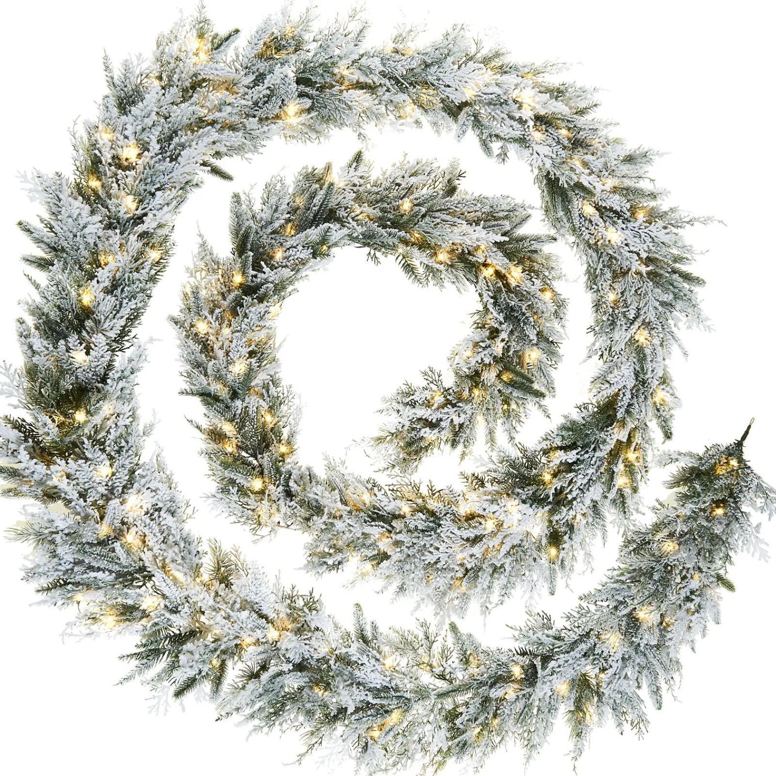 WeRChristmas Extra Large Garlands|Snow Flocked Garlands^Pre-Lit Snow Flocked Natural Fir Garland, 18 Ft