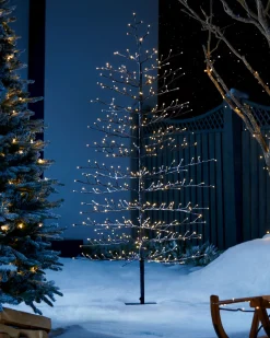 WeRChristmas Tree Silhouettes|Budget Christmas Trees^Pre-Lit Snow Flocked Twig Tree, 4 Ft